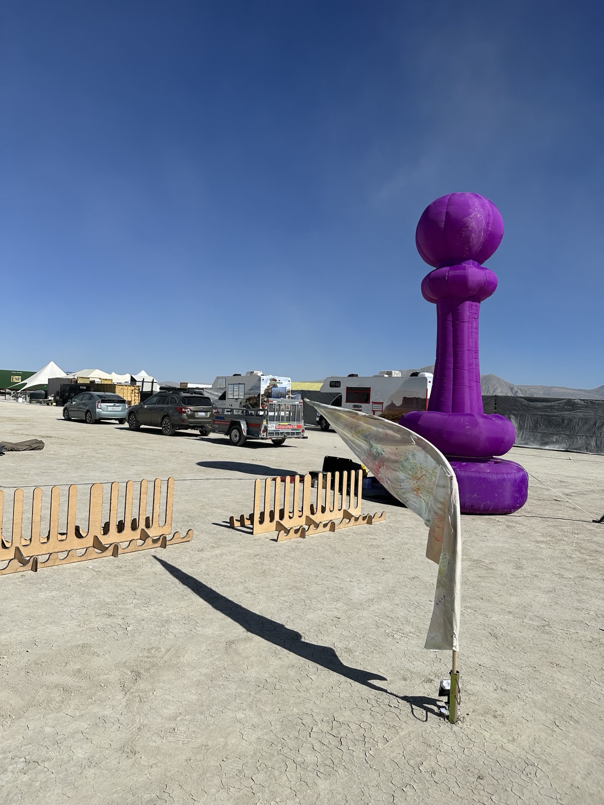 The giant inflatable pawn on the playa